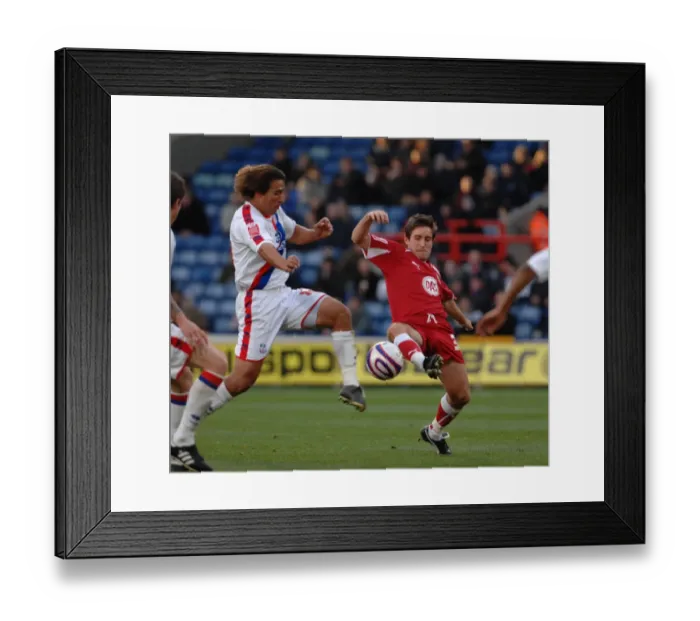 Framed Print : Bristol Citys Lee Johnson Beats city old boy Nick Carle to the ball
