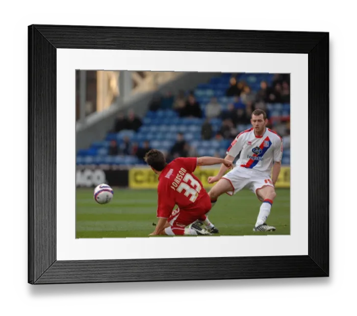 Framed Print : Lee Johnson beats Craig Beatie of crystal palace to the ball Framed Print : Lee Johnson beats Craig Beatie of crystal palace to the ball