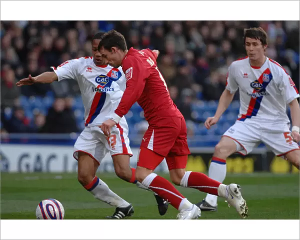 Michael McIndoe tries to beat crystal palace right back Nathanial Clyne