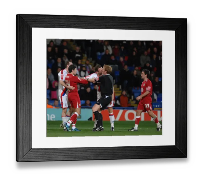 Framed Print : Trouble flares in the dieing minutes between the two teams