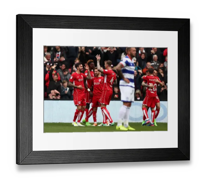 Framed Print : Marlon Pack's Euphoric Goal: The Thrilling Moment That Secured Bristol City's Championship Win Against Queens Park Rangers (April 14, 2017)