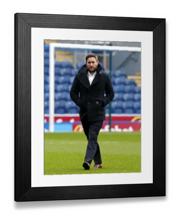 Framed Print : Bristol City Manager Lee Johnson Examines Ewood Park Pitch Before Blackburn Rovers Clash