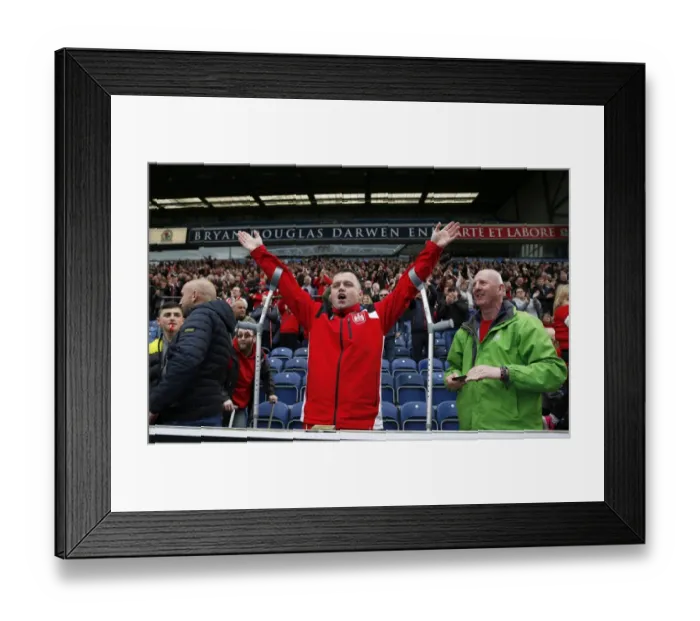 Framed Print : Bristol City Fans Celebrate at Ewood Park during Sky Bet Championship Match against Blackburn Rovers Framed Print : Bristol City Fans Celebrate at Ewood Park during Sky Bet Championship Match against Blackburn Rovers