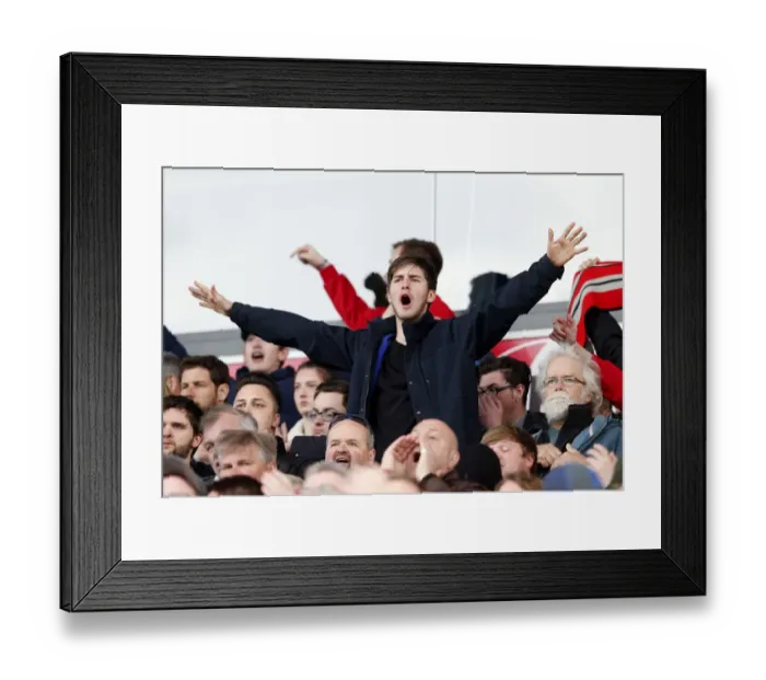 Framed Print : Bristol City Fans in Action at Blackburn Rovers vs. Bristol City Championship Match, April 2017