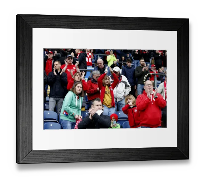 Framed Print : Bristol City Fans Rally at Ewood Park Framed Print : Bristol City Fans Rally at Ewood Park