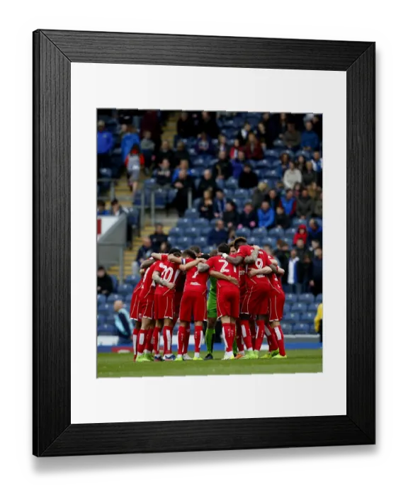 Framed Print : Bristol City Players Huddle: United in Determination at Ewood Park, 17-04-2017