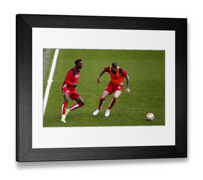 Framed Print : Bristol City's Tammy Abraham and Aden Flint Warm Up Ahead of Blackburn Rovers Clash Framed Print : Bristol City's Tammy Abraham and Aden Flint Warm Up Ahead of Blackburn Rovers Clash