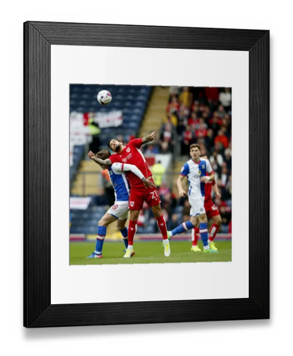 Framed Print : Maron Pack vs Connor Mahoney: Intense Clash at Ewood Park during Blackburn Rovers vs Bristol City Championship Match, 17th April 2017
