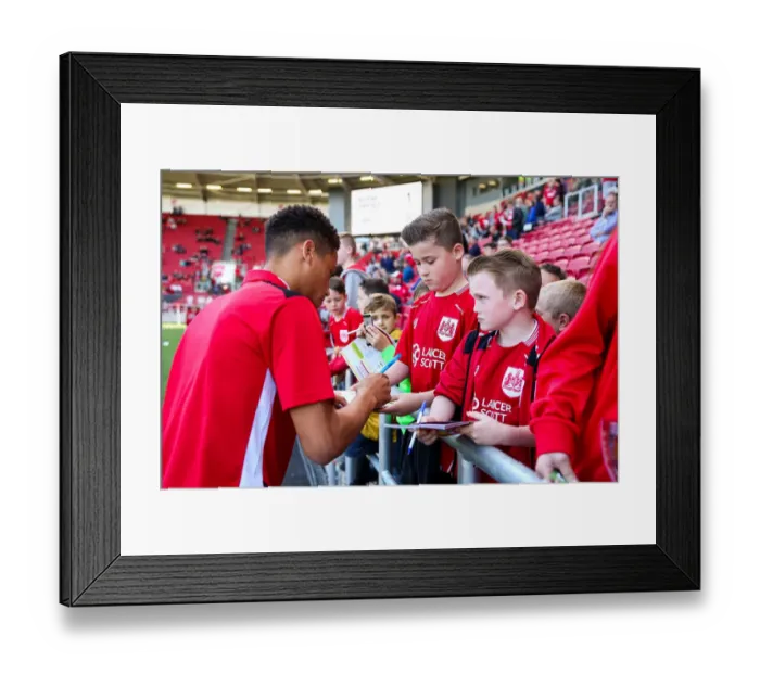 Framed Print : Bristol City's Zak Vyner Signs Autographs at Ashton Gate Stadium Framed Print : Bristol City's Zak Vyner Signs Autographs at Ashton Gate Stadium