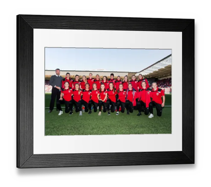 Framed Print : Bristol City Women at Half Time: Manager Willie Kirk Leads the Team against Barnsley at Ashton Gate Stadium