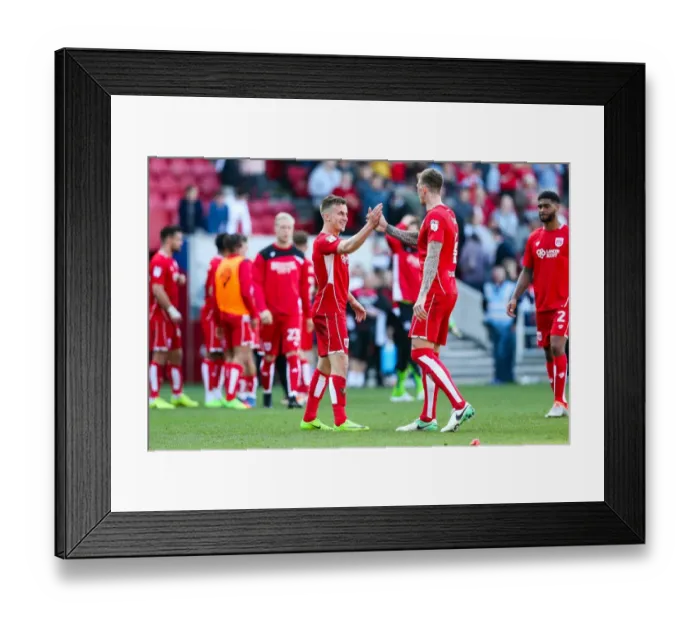 Framed Print : Bristol City: Triumphant 3-2 Win Over Barnsley - Aden Flint and Joe Bryan's Euphoric Moment Framed Print : Bristol City: Triumphant 3-2 Win Over Barnsley - Aden Flint and Joe Bryan's Euphoric Moment