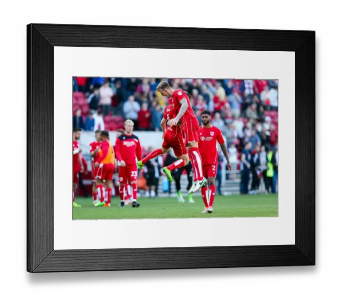 Framed Print : Bristol City: Joe Bryan and Aden Flint's Emotional Reaction to 3-2 Victory over Barnsley