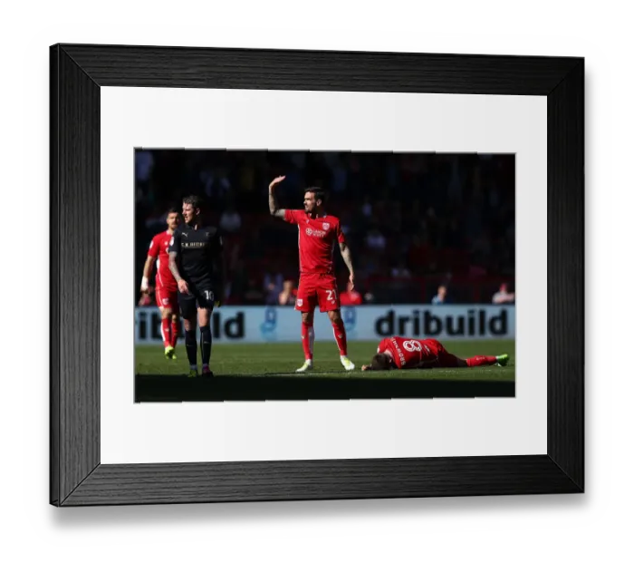 Framed Print : Bristol City: Marlon Pack Signals for Treatment for Josh Brownhill