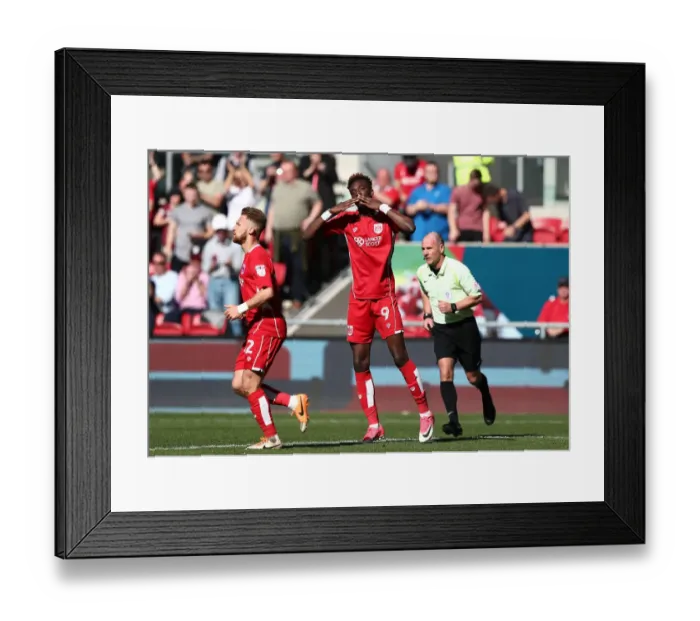 Framed Print : Bristol City's Tammy Abraham Celebrates Goal Against Barnsley in Sky Bet Championship (220417) Framed Print : Bristol City's Tammy Abraham Celebrates Goal Against Barnsley in Sky Bet Championship (220417)