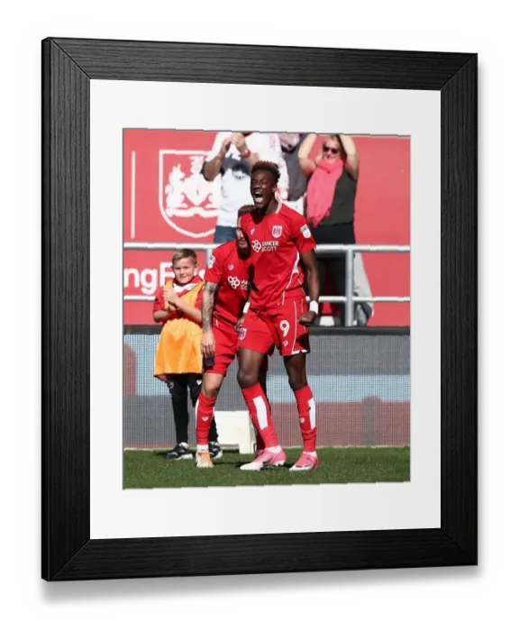 Framed Print : Tammy Abraham's Euphoric Goal Celebration: A Thrilling Moment at Ashton Gate (Bristol City v Barnsley, 2017) Framed Print : Tammy Abraham's Euphoric Goal Celebration: A Thrilling Moment at Ashton Gate (Bristol City v Barnsley, 2017)