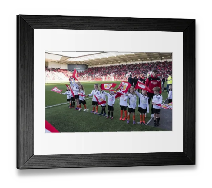 Framed Print : Junior Flag Bearers of Bristol City: Portishead Town Footballers at Ashton Gate, 2017 (Bristol City v Barnsley) Framed Print : Junior Flag Bearers of Bristol City: Portishead Town Footballers at Ashton Gate, 2017 (Bristol City v Barnsley)