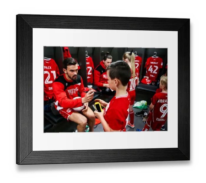 Framed Print : Bristol City Mascots Visit Dressing Room Before Match