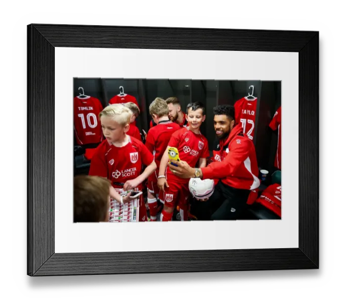 Framed Print : Bristol City Mascots: Pre-Match Moment in the Dressing Room, 2017 (Bristol City v Barnsley)