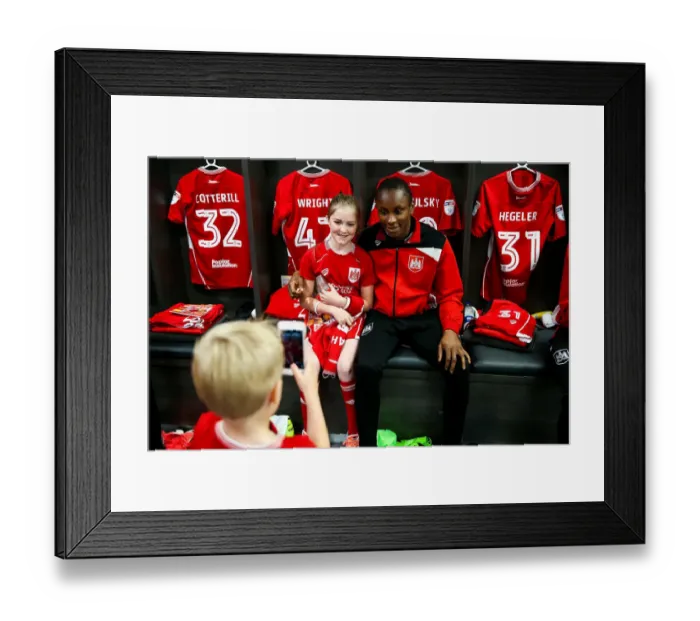 Framed Print : Bristol City Mascots in the Dressing Room Before Match
