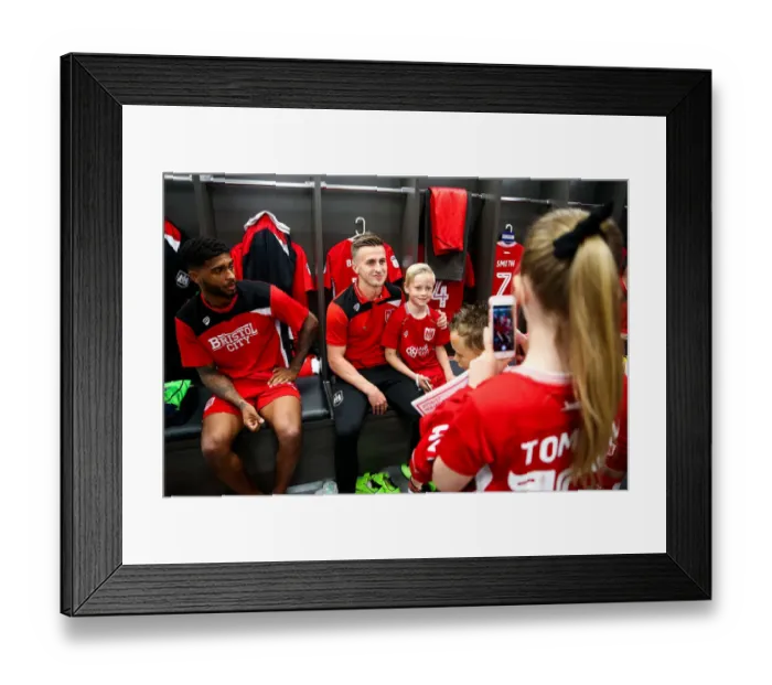 Framed Print : Behind the Scenes: Bristol City Mascots in the Team Dressing Room before the Match (Bristol City v Barnsley, 2017)
