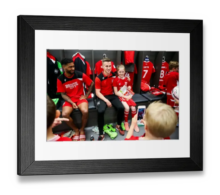 Framed Print : Bristol City Mascots Visit Dressing Room Before Match