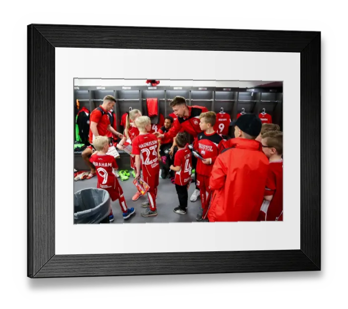 Framed Print : Mascots Visit Bristol City Dressing Room Before Match Against Barnsley, 2017
