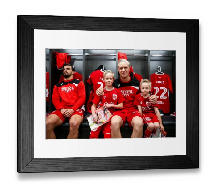 Framed Print : Bristol City Mascots Visit Dressing Room Before Match