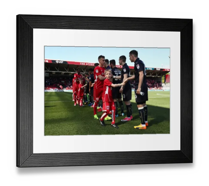 Framed Print : Sky Bet Championship: Mascots Lead Out Bristol City and Barnsley Teams at Ashton Gate