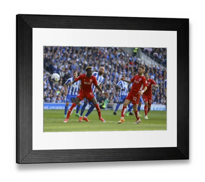 Framed Print : Disappointed Glance: Tammy Abraham and Matt Taylor of Bristol City Miss Goal Opportunity vs. Brighton and Hove Albion