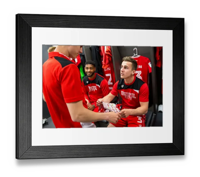 Framed Print : Bristol City Mascots Visit Dressing Room: Bristol City vs Birmingham City, Sky Bet Championship (07-05-2017, Ashton Gate Stadium)