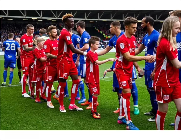 Unforgettable Handshake Moment: Bristol City Mascots and Birmingham City Players, Sky Bet Championship (2017)
