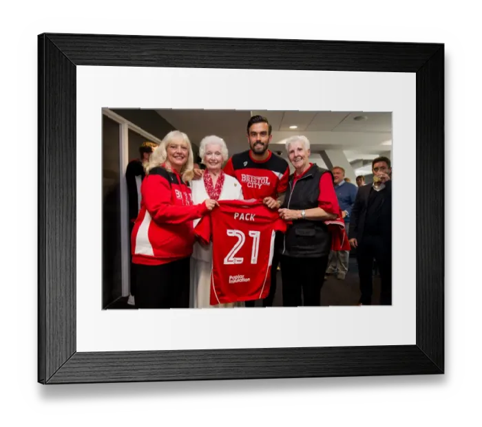 Framed Print : Bristol City's Marlon Pack Presents Sponsors Signed Shirt after Championship Match vs. Birmingham City Framed Print : Bristol City's Marlon Pack Presents Sponsors Signed Shirt after Championship Match vs. Birmingham City