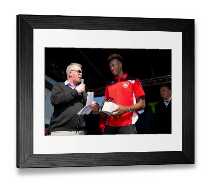 Framed Print : Bristol City's Tammy Abraham Receives Young Player of the Year Award Amidst Cheering Fans at Ashton Gate Stadium