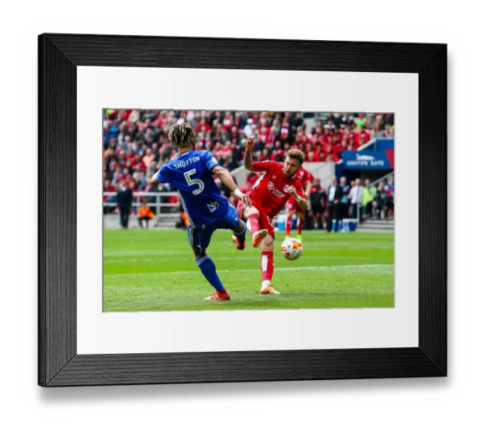 Framed Print : Matt Taylor's Dramatic Shot vs Ryan Shotton's Challenge: A Sky Bet Championship Showdown at Ashton Gate Stadium (07 / 05 / 2017) Framed Print : Matt Taylor's Dramatic Shot vs Ryan Shotton's Challenge: A Sky Bet Championship Showdown at Ashton Gate Stadium (07 / 05 / 2017)