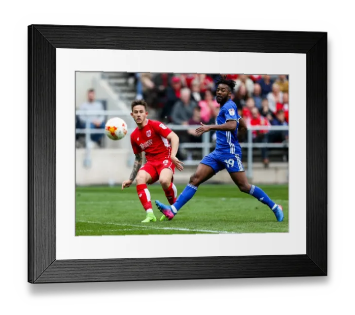 Framed Print : Intense Rivalry: Brownhill's Cross Met by Maghoma's Challenge (Bristol City vs Birmingham City)