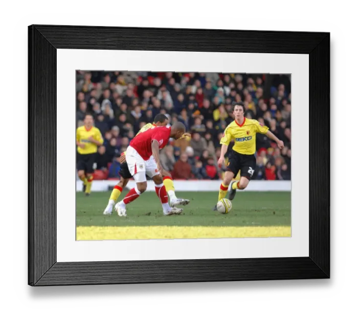 Framed Print : The Championship Showdown: A Titanic Battle between Watford and Bristol City (08-09) - Two Title Contenders Clash