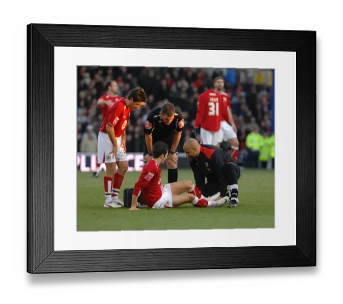 Framed Print : Ivan Sproule recieves treatment for an injury Framed Print : Ivan Sproule recieves treatment for an injury