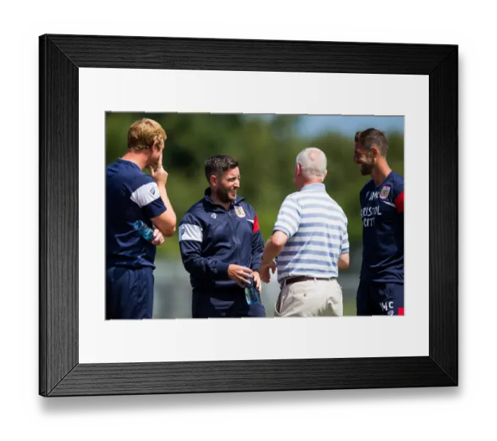 Framed Print : Bristol City FC: Head Coach Lee Johnson Engages with Owner Steve Lansdown at Guernsey Friendly Framed Print : Bristol City FC: Head Coach Lee Johnson Engages with Owner Steve Lansdown at Guernsey Friendly