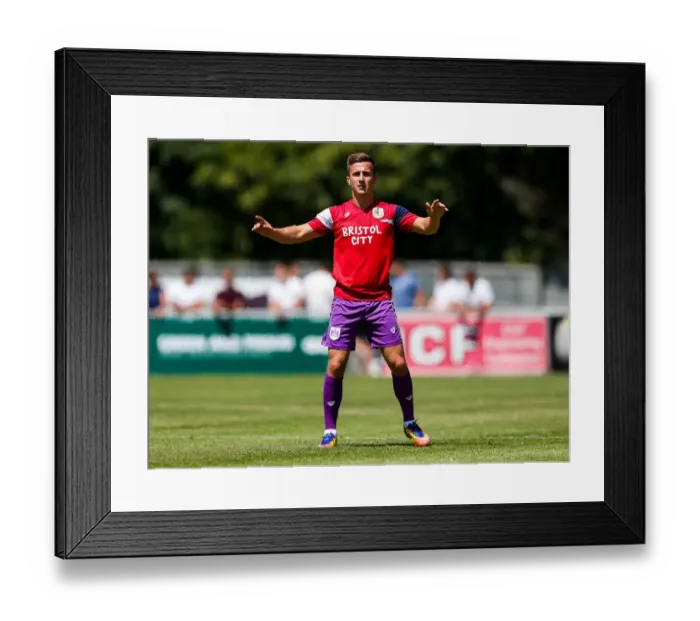 Framed Print : Joe Bryan in Pre-season Action: Guernsey FC vs. Bristol City, 2017 Framed Print : Joe Bryan in Pre-season Action: Guernsey FC vs. Bristol City, 2017