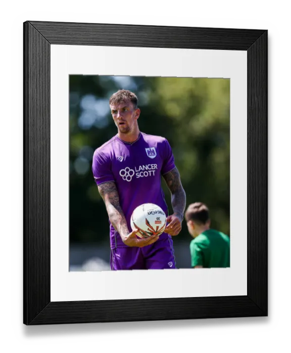 Framed Print : Aden Flint's Intense Scrutiny: Guernsey FC vs. Bristol City, 2017
