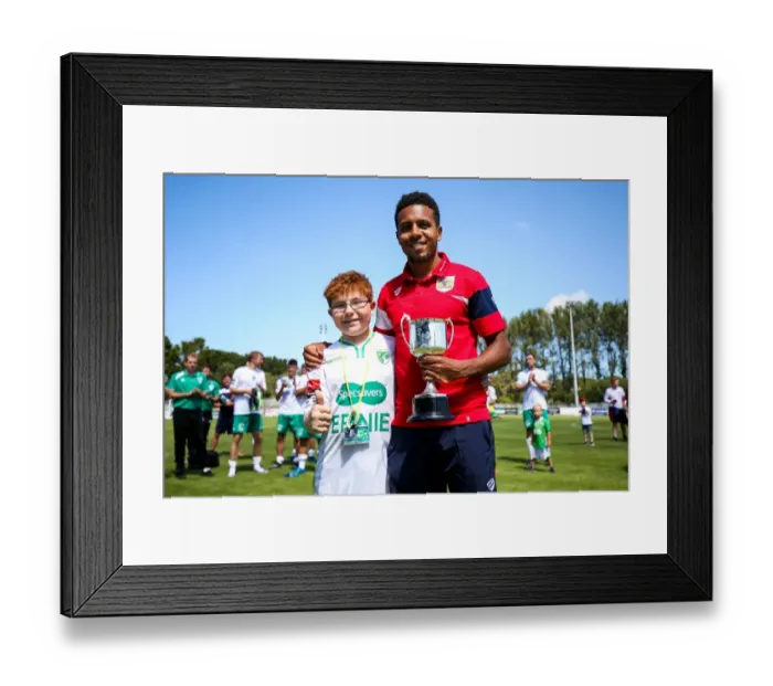 Framed Print : Korey Smith Receives Trophy after Guernsey's Defeat to Bristol City (0-1)