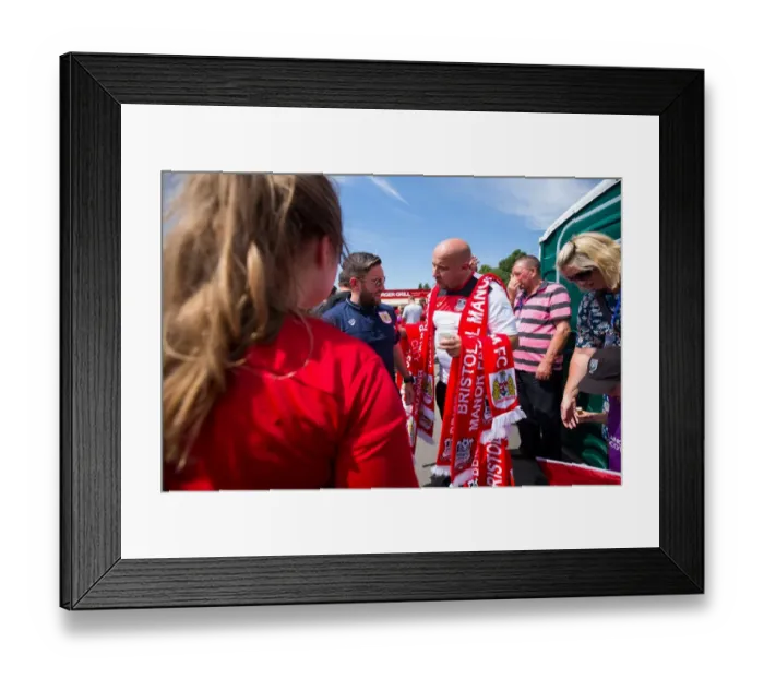 Framed Print : Bristol City Head Coach Lee Johnson Interacts with Fans at Pre-season Friendly against Bristol Manor Farm, 2017 Framed Print : Bristol City Head Coach Lee Johnson Interacts with Fans at Pre-season Friendly against Bristol Manor Farm, 2017
