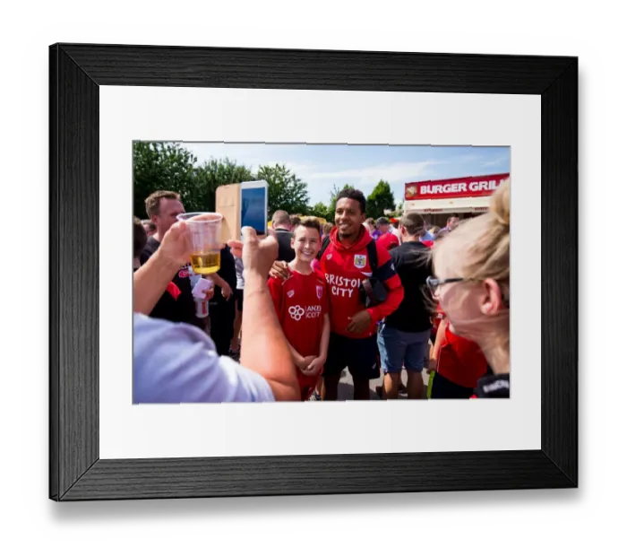 Framed Print : Bristol City's Korey Smith Greets Fans at The Creek during Pre-season Friendly against Bristol Manor Farm (2017)