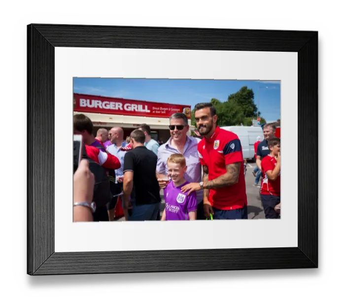 Framed Print : Marlon Pack Celebrates with Fans after Pre-season Friendly Match between Bristol Manor Farm and Bristol City, July 2017