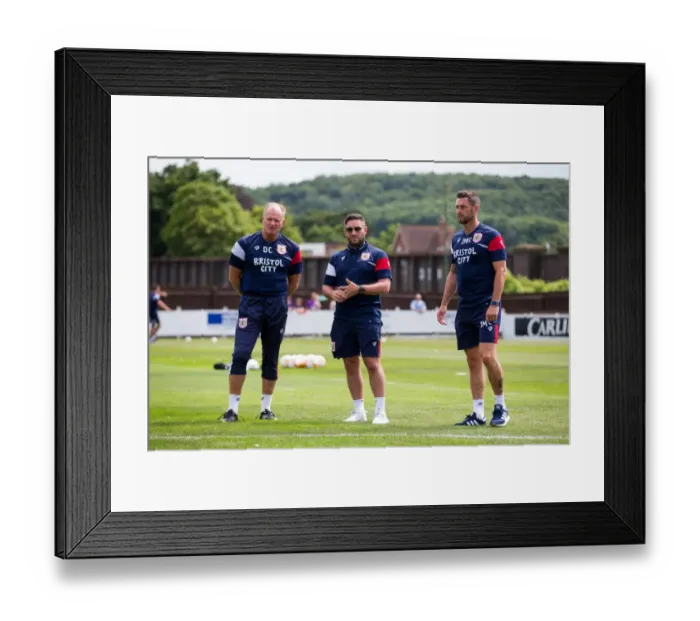 Framed Print : Bristol City Coaches at Pre-season Friendly: Lee Johnson, Jamie McAllister, and David Coles Framed Print : Bristol City Coaches at Pre-season Friendly: Lee Johnson, Jamie McAllister, and David Coles