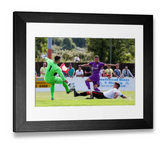 Framed Print : Diego De Girolamo Shooting for Bristol City against Bristol Manor Farm - Pre-season Friendly, July 2017