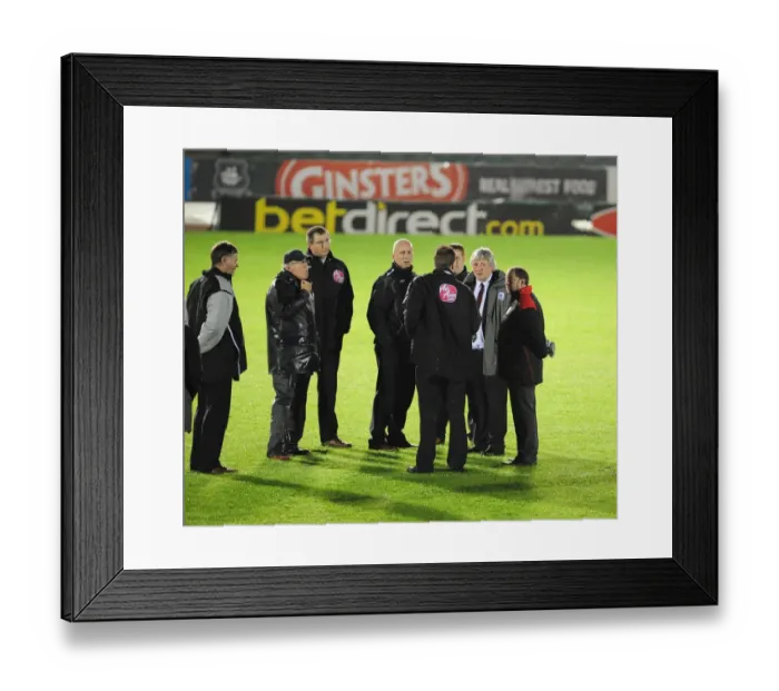 Framed Print : Match Officials and Managers Conducting Pitch Inspection: Plymouth Argyle vs. Bristol City Framed Print : Match Officials and Managers Conducting Pitch Inspection: Plymouth Argyle vs. Bristol City