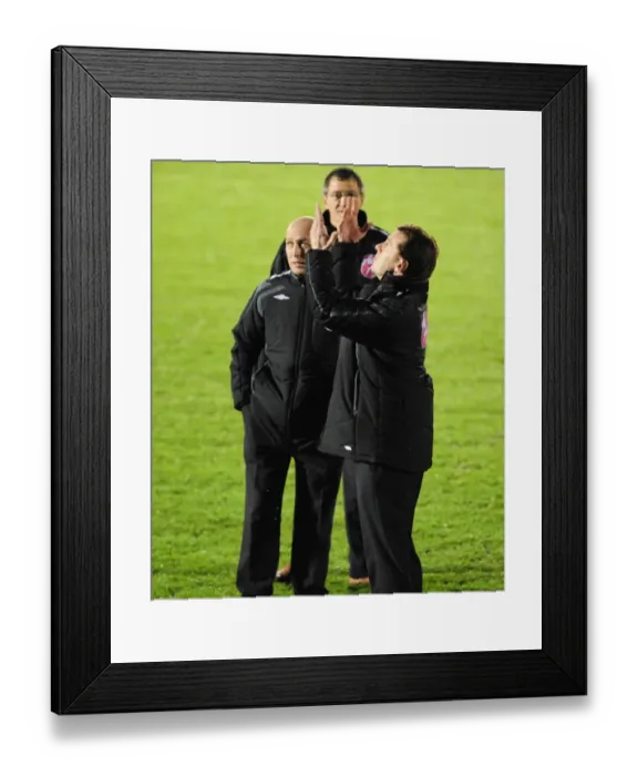Framed Print : Match Inspection: Plymouth Argyle vs. Bristol City - Managers and Referees Collaborate on Field Assessment Framed Print : Match Inspection: Plymouth Argyle vs. Bristol City - Managers and Referees Collaborate on Field Assessment