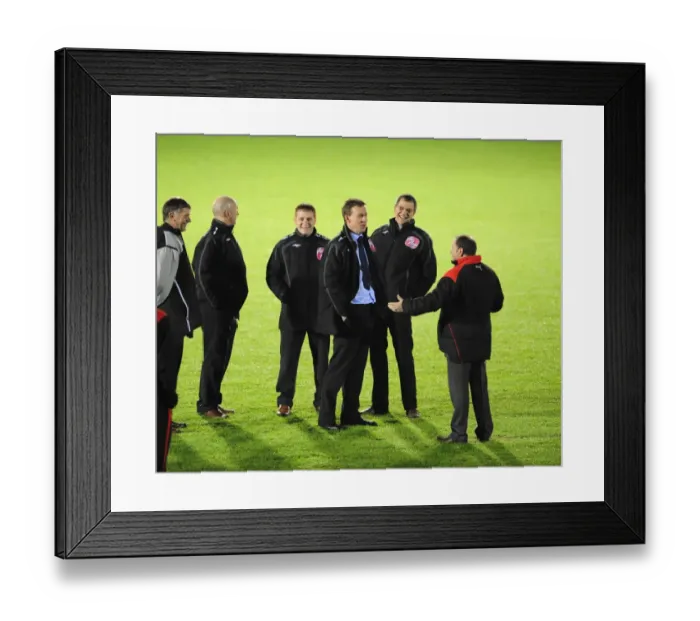 Framed Print : Match officials and managers from both teams Framed Print : Match officials and managers from both teams