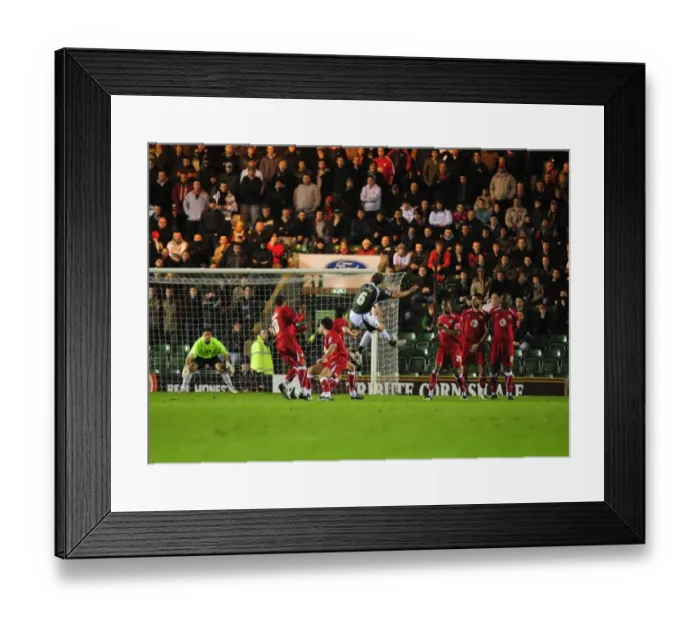 Framed Print : Intense Free-kick Showdown: Dramatic Block by Plymouth Argyle Halted Bristol City's Goal Scoring Chance Framed Print : Intense Free-kick Showdown: Dramatic Block by Plymouth Argyle Halted Bristol City's Goal Scoring Chance